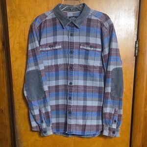 Quiksilver Waterman Gray and Blue Plaid Shirt